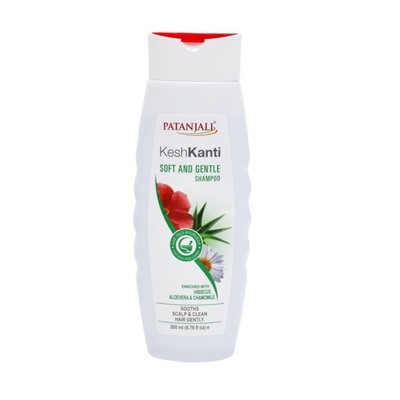 Kesh Kanti SOFT AND GENTLE Shampoo, Patanjali (Шампунь МЯГКИЙ И НЕЖНЫЙ, успокаивает кожу головы и бережно очищает волосы, Патанджали), 200 мл.