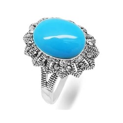 Кольцо из серебра бирюза пресс., марказит, SL-AGA64