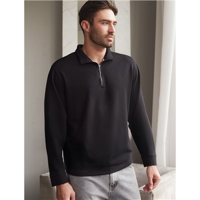 Свитшот с воротом стойкой на молнии из эластичного футера двухнитки