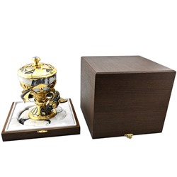 Икорница элитная белый мрамор "Большой осетр" Златоуст