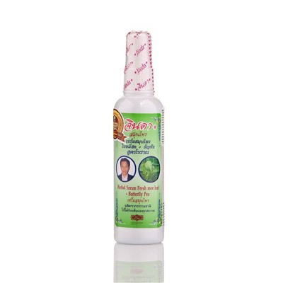 Jinda HERBAL SERUM fresh mee leaf + butterfly pea, Jinda (Растительная сыворотка для волос, Джинда), спрей, 120 мл.