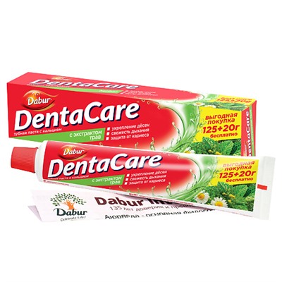 Denta Care - Зубная паста с кальцием С ЭКСТРАКТОМ ТРАВ, Dabur (Дабур), 145 г.