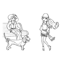 Красивая и стильная. Раскраска для девочка