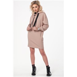 Платье спортивное с капюшоном из футера пыльная роза