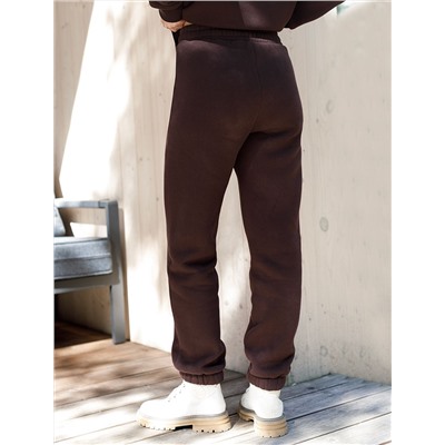 Брюки джоггеры теплые из футера трехнитики c начесом