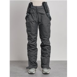 Полукомбинезон утепленный женский зимний горнолыжный серого цвета 7601Sr