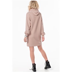 Платье спортивное с капюшоном из футера пыльная роза