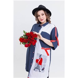 SandyNa 13591 сине-красный, Кардиган,  Брюки