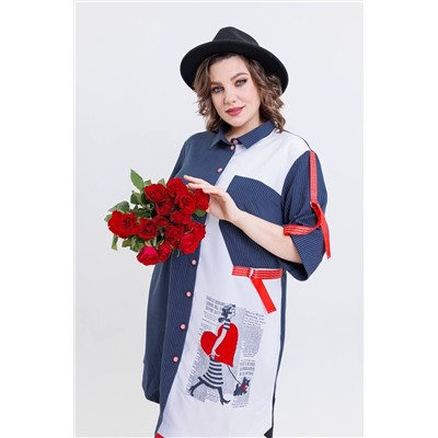 SandyNa 13591 сине-красный, Кардиган,  Брюки
