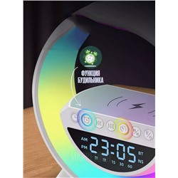 Колонка светодиодная с беспроводной зарядкой и часами (3357)