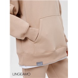 Женский худи оверсайз из футера с начесом Lingeamo кофейный ВК-24 (3)