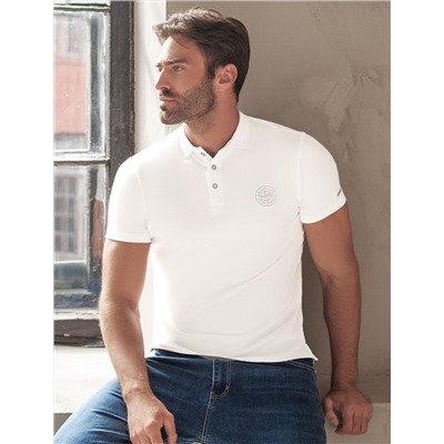 Футболка-поло из фактурного трикотажа