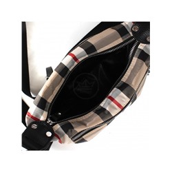 Сумка женская текстиль BoBo-7607,  1отдел,  плечевой ремень,  бежевый  (клетка)  235338