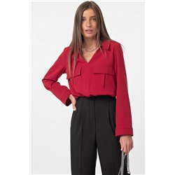 Рубашка свободная прямая с карманами красная