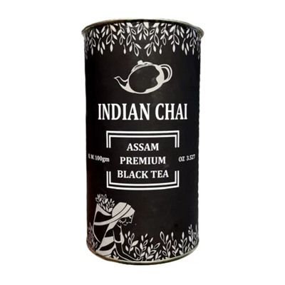 Indian Chai ASSAM Premium BLACK TEA, Bharat Bazaar (АССАМ Премиум, ЧЕРНЫЙ ЧАЙ, Бхарат Базаар), банка 100 г.