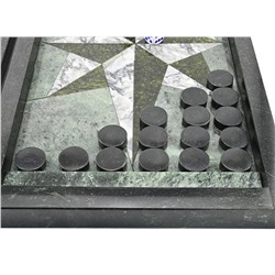 Нарды из змеевика и мрамора"Звезда" 470*430*30мм