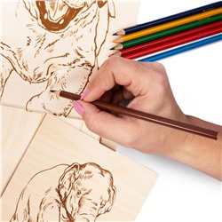 Набор досок с рисунком для выжигания А5 и А4 «Игривый щенок» и «Слониха со слоненком» (4 штуки)