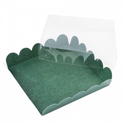 Коробка для печенья 15*15*3 см, Зелёная с прозрачной крышкой