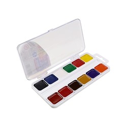 Краски акварельные 12цв. медовые б/кисточки / пласт.упаковка КА-8554