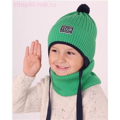 02-1-M Комплект для мальчика флис (шапка+снуд) (50-54)