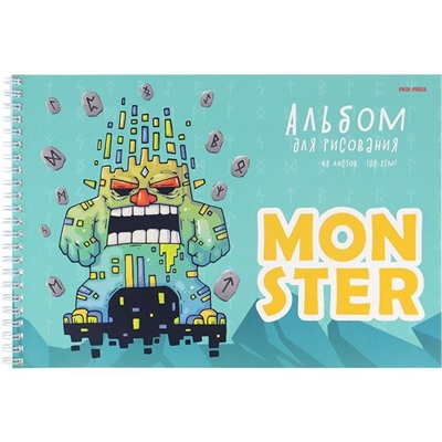 Альбом д/рисования 48л. на гребне Монстрики-3 Проф-Пресс 48-5608