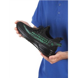 HA107-2 BLACK/GREEN Кроссовки мужские (текстиль) размер