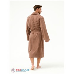 Мужской махровый халат с шалькой коричневый МЗ-03 (118)