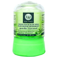 U&I GREEN TEA & ALOE VERA Alym Crystal Deodorant (Дезодорант кристаллический С ЗЕЛЁНЫМ ЧАЕМ И АЛОЭ ВЕРА), 45 г.