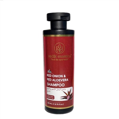 RED ONION & RED ALOE VERA Shampoo, Vedik Essence (Шампунь КРАСНЫЙ ЛУК И КРАСНЫЙ АЛОЕ ВЕРА для укрепления и роста волос, Ведик Эссенс), 200 мл.