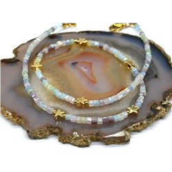 Чокер на леске из циркона кубик 2мм цв.сиренево-голубой, 41см