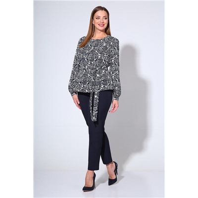 Liona Style 763 цветы_синий, Брюки,  Блуза