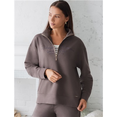 Джемпер с воротом на молнии из футера двухнитки с эластаном