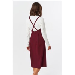 Сарафан офисный миди под блузку винный