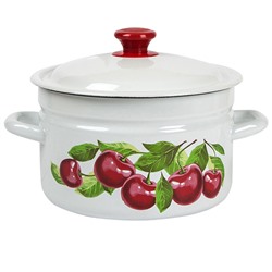 Кастрюля цилиндрическая бортовая 5 л 41804-162/6 "Вишневый сад" белая
