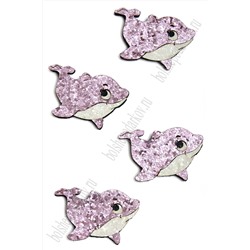 Лазерная вырубка из кожзама "Дельфинчик №1" 4,5*3,8 см (10 шт) розовый, несклеенная