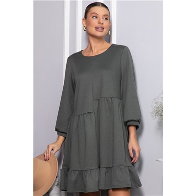 Платье бохо трикотажное Млада (темно-оливковое) П14412-8М