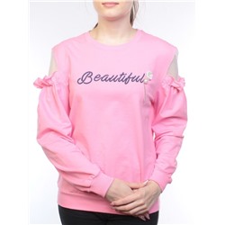 F601 Толстовка женская (95% хлопок, 5% спандекс) размер свободный 46-48