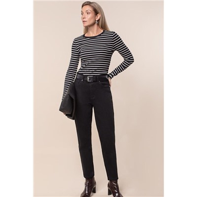 Джинсы силуэта mom-fit чёрные D54.076