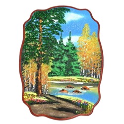 Картина с рисунком из камня, осень "прямоугольное" 24*33см, 490г