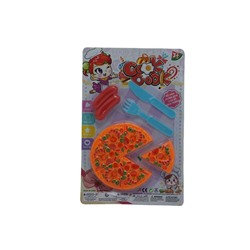 Продукты Фаст-фуд 10 предметов (пицца,сосиски,нож,вилка) 29*19см / блистер QE-A9