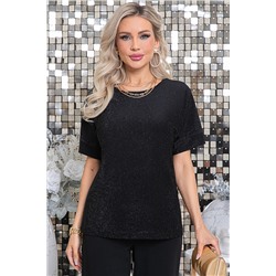 Блузка из трикотажа с люрексом и короткими рукавами