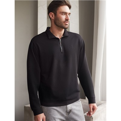 Свитшот с воротом стойкой на молнии из эластичного футера двухнитки