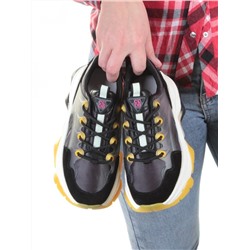 DHJ02-1 BLACK/YELLOW Кроссовки женские (нат.кожа, нат.замша, плащевка) размер 38
