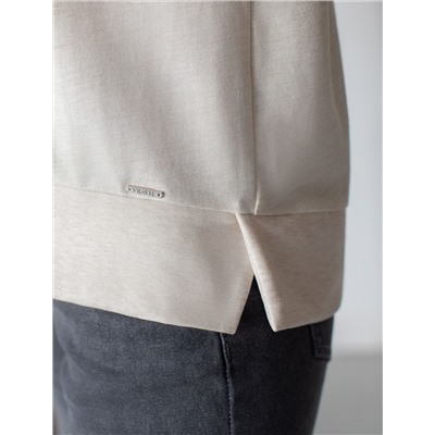 Свободный свитшот с принтом и разрезами из эластичного футера двухнитки без начеса