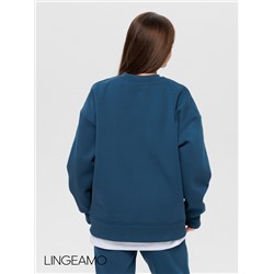 Женский свитшот оверсайз из футера с начесом Lingeamo темно-бирюзовый ВК-23 (23)