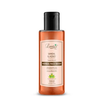 SANDAL & HONEY Face Wash, Luster (САНДАЛ И МЁД травяной гель для умывания без сульфатов и парабенов С ЭФИРНЫМ МАСЛОМ СЛАДКОГО МИНДАЛЯ, Ластер), 110 мл.