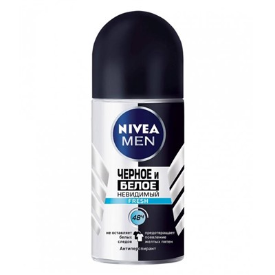 Дез.50мл roll  for men Невидимый д/черного и белого FRESH (прозр.) Nivea