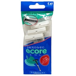 Одноразовый бритвенный станок с двойным лезвием Ecore (3 шт.), Япония Акция