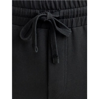 Брюки прямые на резинке из футера двухнитки с эластаном с затяжкой по низу