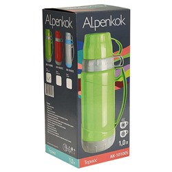 Термос со стеклянной колбой 1 л ALPENKOK AK-10100S зеленый